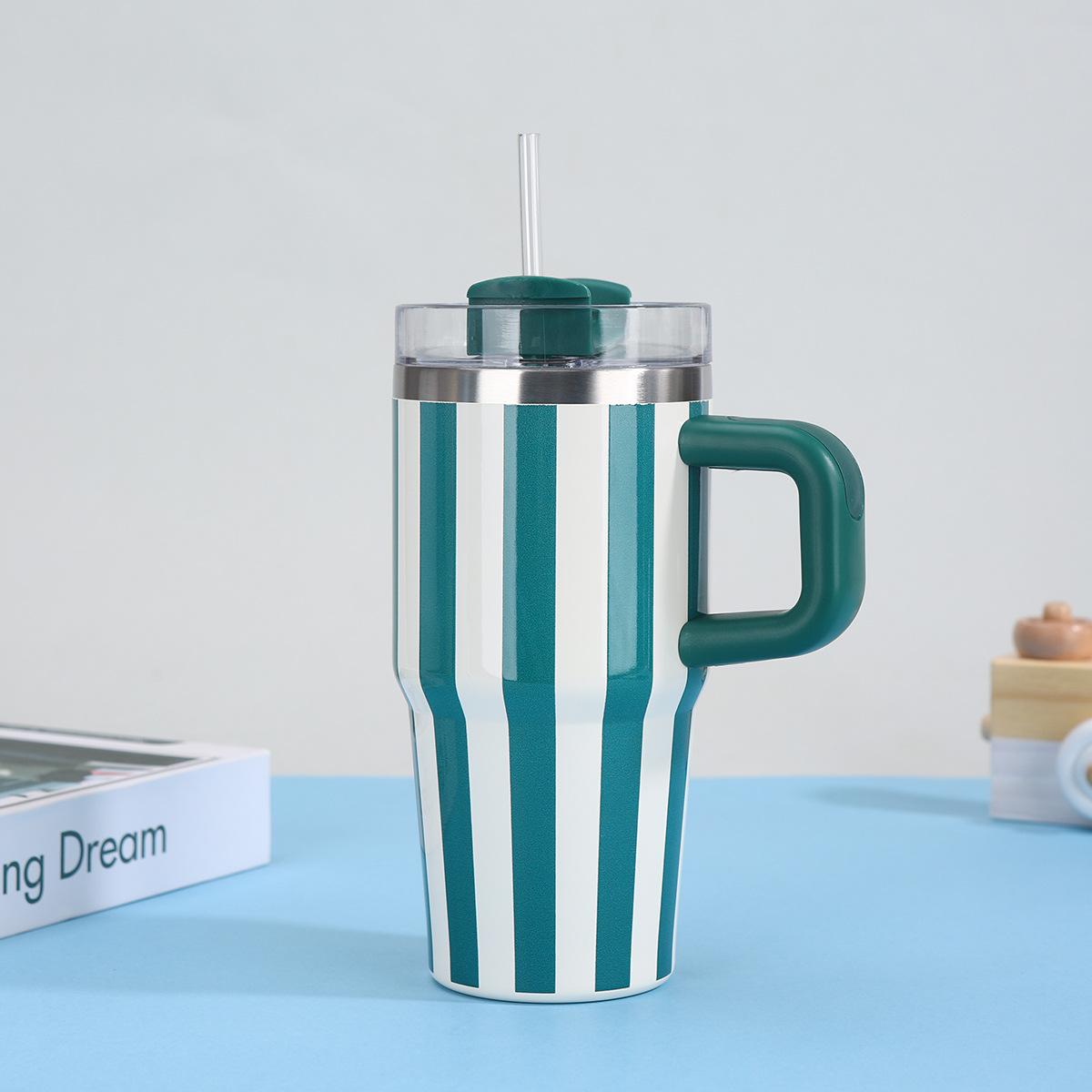 

Portable cup with handle and straw cover, stainless steel, cold insulation, vacuum insulation, car travel cup, water flavor 20OZ 20oz