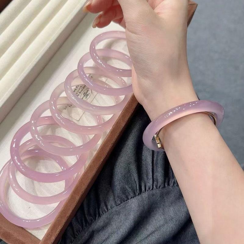 Imperial Violet Ice-Grade Agate & Jade Chalcedony Bracelet for Women 58mm