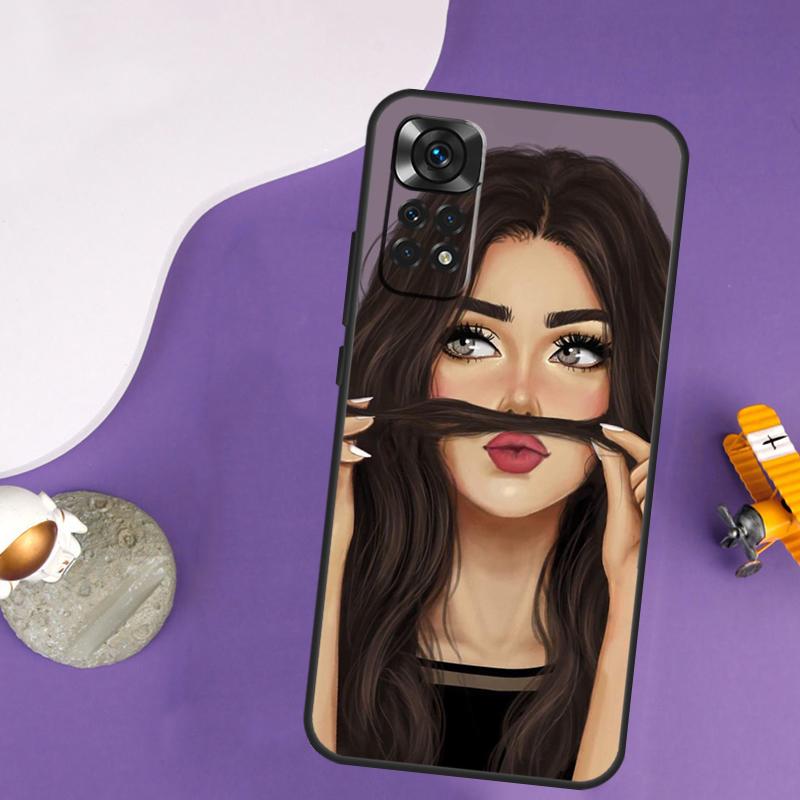 Brunette Blonde Girl Cute Case For Xiaomi Redmi Note 13 Pro 14 12 9 10 11 Pro 10S 11S 12S Redmi 10C 13C 14C 12C Cover