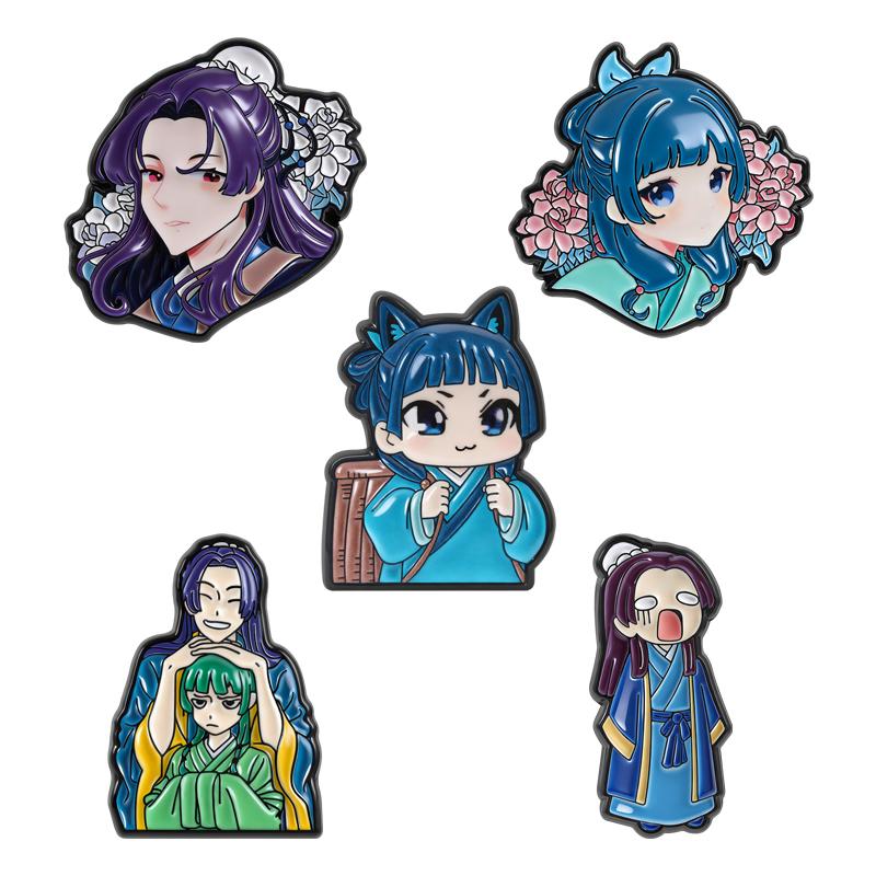 Cartoon Anime Character Enamel Pins Maomao Jinshi Apothecary Japanese Novel Brooches Lapel Badge Jewelry Gift for Friends