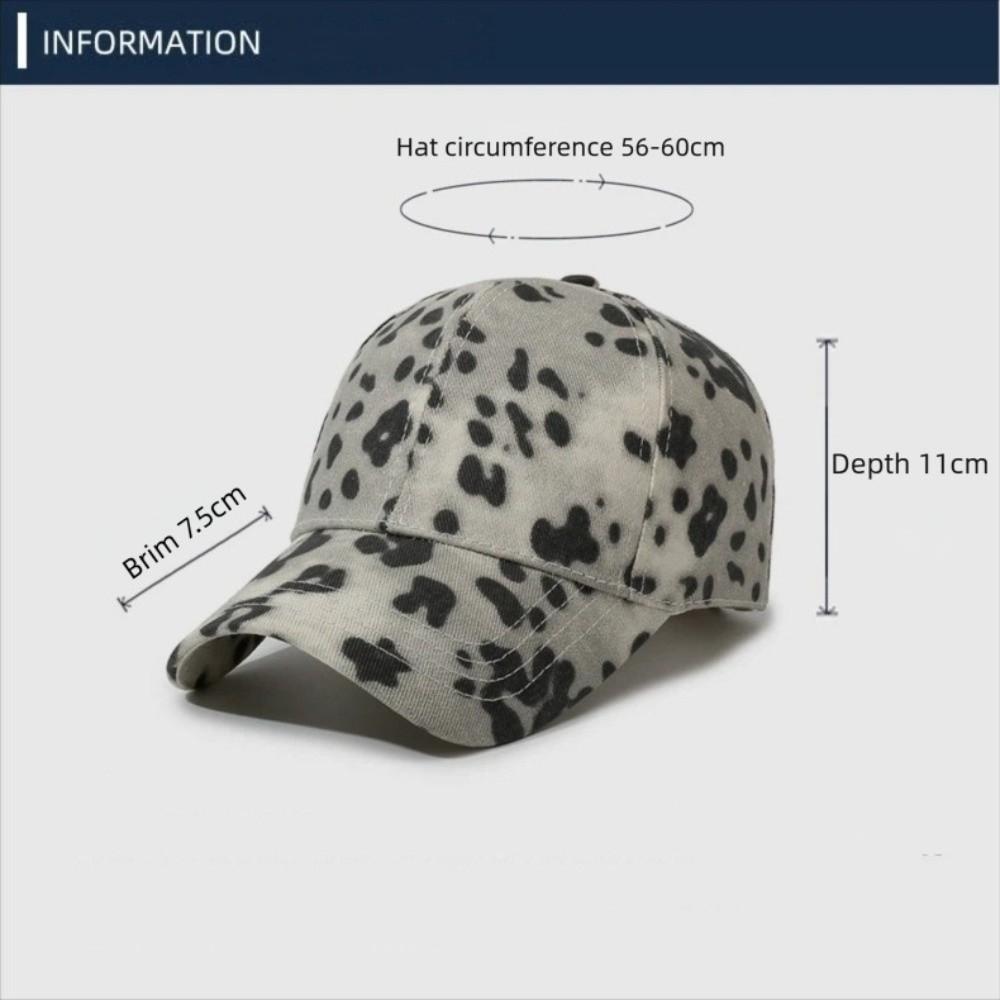 Trendy Breathable Baseball Cap Leopard Printed Adjustable Sunscreen Hat Sun Protection Round Top Hat Unisex Baseball Caps
