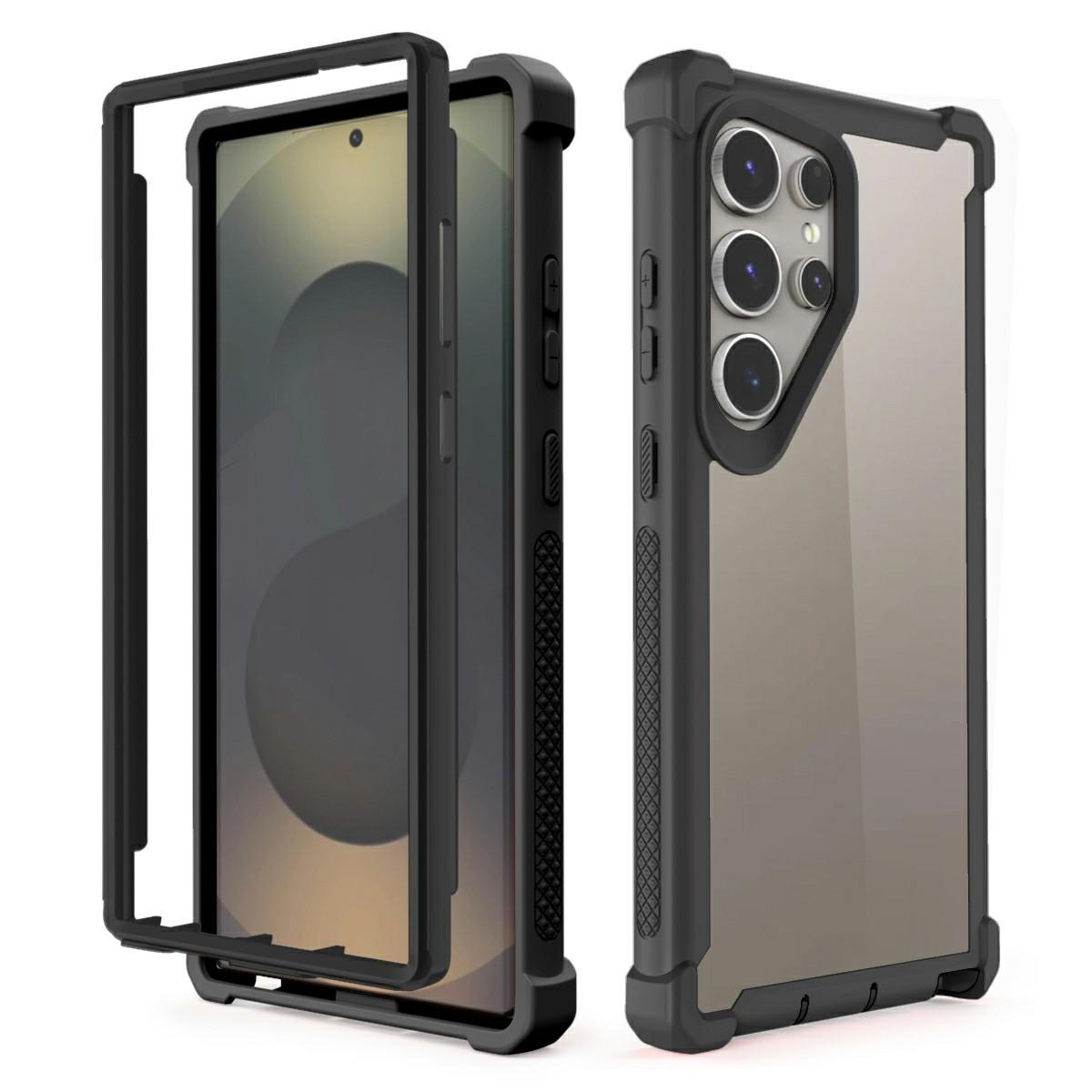 

For Samsung Galaxy S25 Ultra Case Clear Detachable 2 in 1 Shockproof TPU+PC Phone Back Cover Black