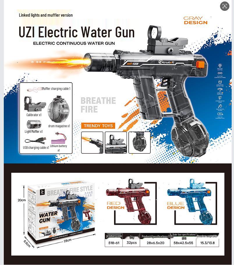 Electric Water Gun MP45: Self-Priming, Rechargeable, Large Capacity Outdoor Toy for Boys and Girls