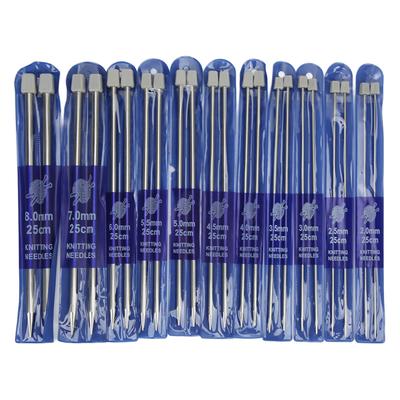 22 Pezzi Ferri da Maglia 25cm Acciaio Inossidabile Lucido Ampia Applicazione Set Ferri da Maglia in Metallo