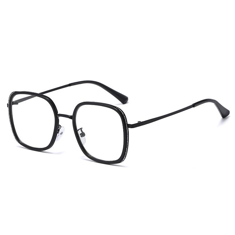 New metal flat glasses trendy fashion round frame color-changing anti-blue glasses personalized anti-blue glasses