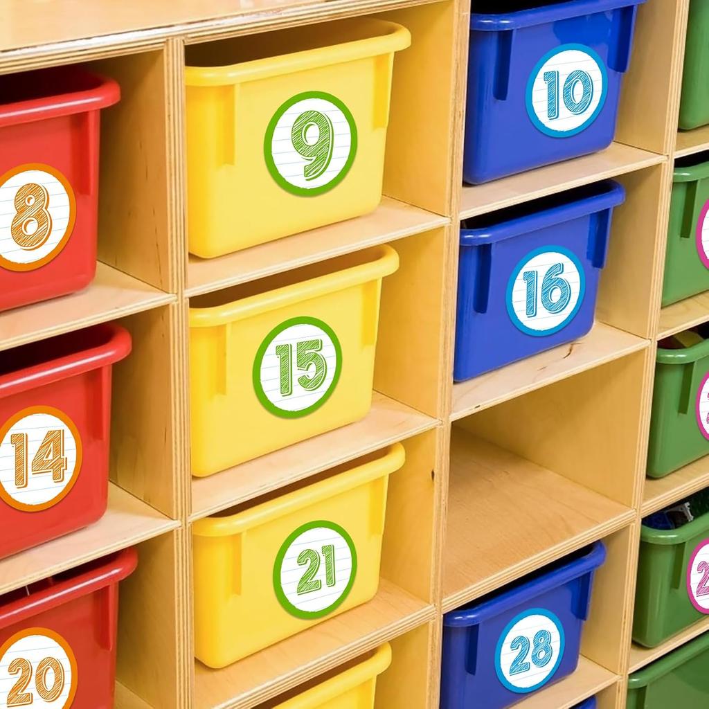 36PCS Colorful Number Spot Markers Stickers Line up Spots for Classroom Floor Number Stickers Classroom Line up Spots Dots Floor Decals for Teacher