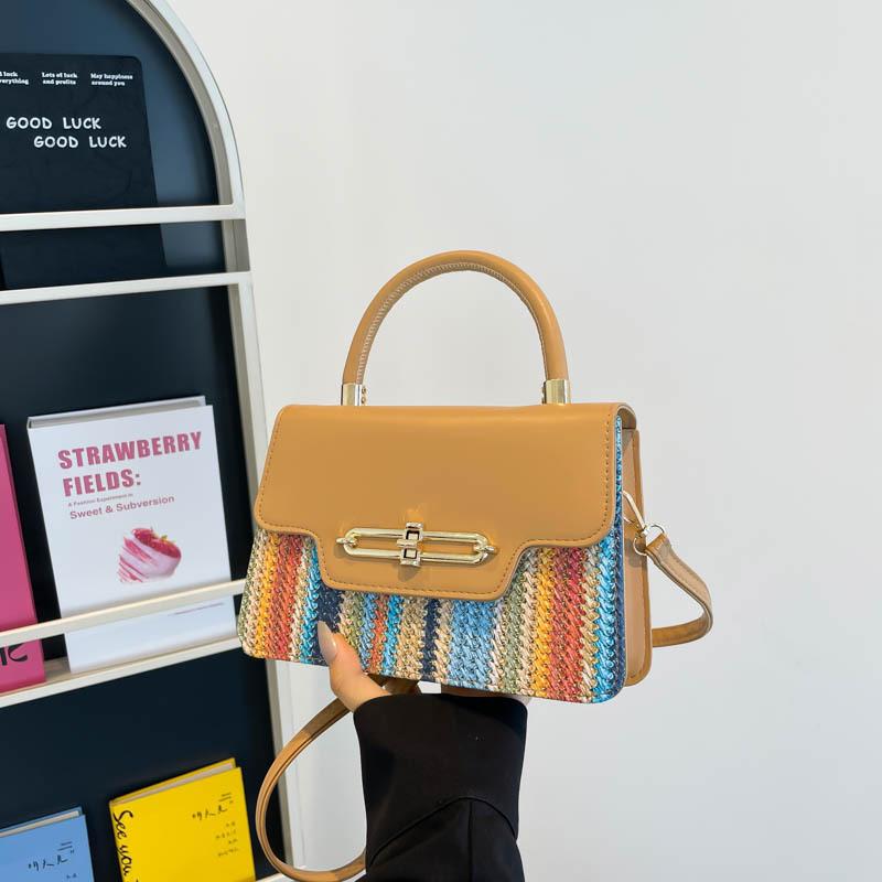 

Высококлассная модная плетеная соломенная нишевая сумка, новый универсальный стиль, текстурная портативная сумка-мессенджер хаки