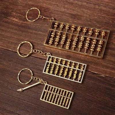 Retro Crafts Alloy Abacus Pendant Gold-plated Fortune-attracting Abacus Keychain Removable Calculator Ornament Home Decor