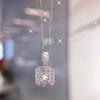 Huitan Simple Square Shaped Pendant Necklace With Shiny Cz Women Luxury Fashion Wedding Accessories Daily Wear Versatile Jewelry