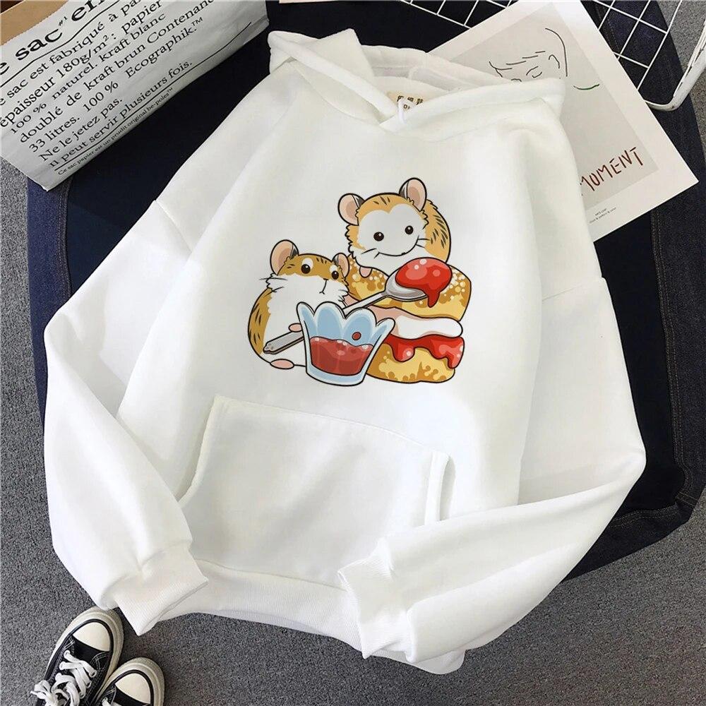 Hamster Hoodies Women Kawaii Gothic Korean Style Pulls Hoddies Female Harajuku Sweater Unisex