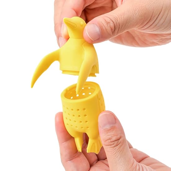 COLORATA Animal Tea Strainer (King Penguin / Dishwasher & Microwave Safe / Silicone) Cute Animal Tea