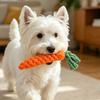 Braided Carrot Dog Toy Safe Cotton Rope Dog Chew Toy Teeth Cleaning Toy for Puppy Teething Interactive Fetch Play
