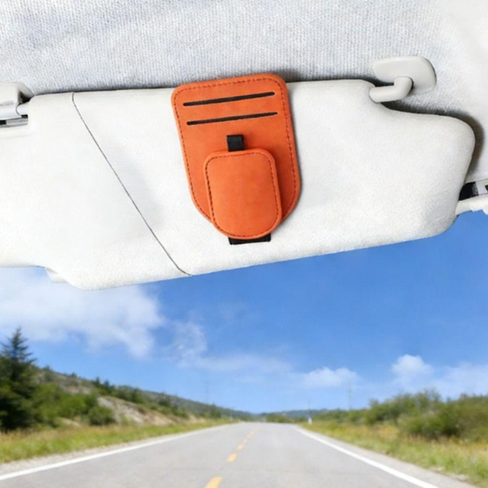 PU Leather Car Sun Visor Glasses Holder Creative Car Sunglasses Holder Vehicle Accessory
