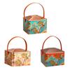 Chinese Style Pastry Presentation Box with Handle, 8-Piece Metal Gift Tin for Counter Display, Visit Table, and Carry Use