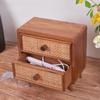 Retro-Stil Weinreben-Geflecht Organizer-Boxen Handgefertigte Schmuckschatulle Schreibtisch Massivholz Abnehmbarer Make-up-Organizer Heimdekoration Box