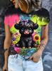 Cute Highland Cattle Printed Women's Round Neck T-Shirt Top Fashion Summer Street Y2K Short Sleeved Casual Shirt Women Clothing