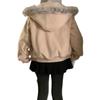Korean Style Pink Bowknot Fur Hooded Cotton Padded Baseball Jacket Women's Autumn/Winter Coat