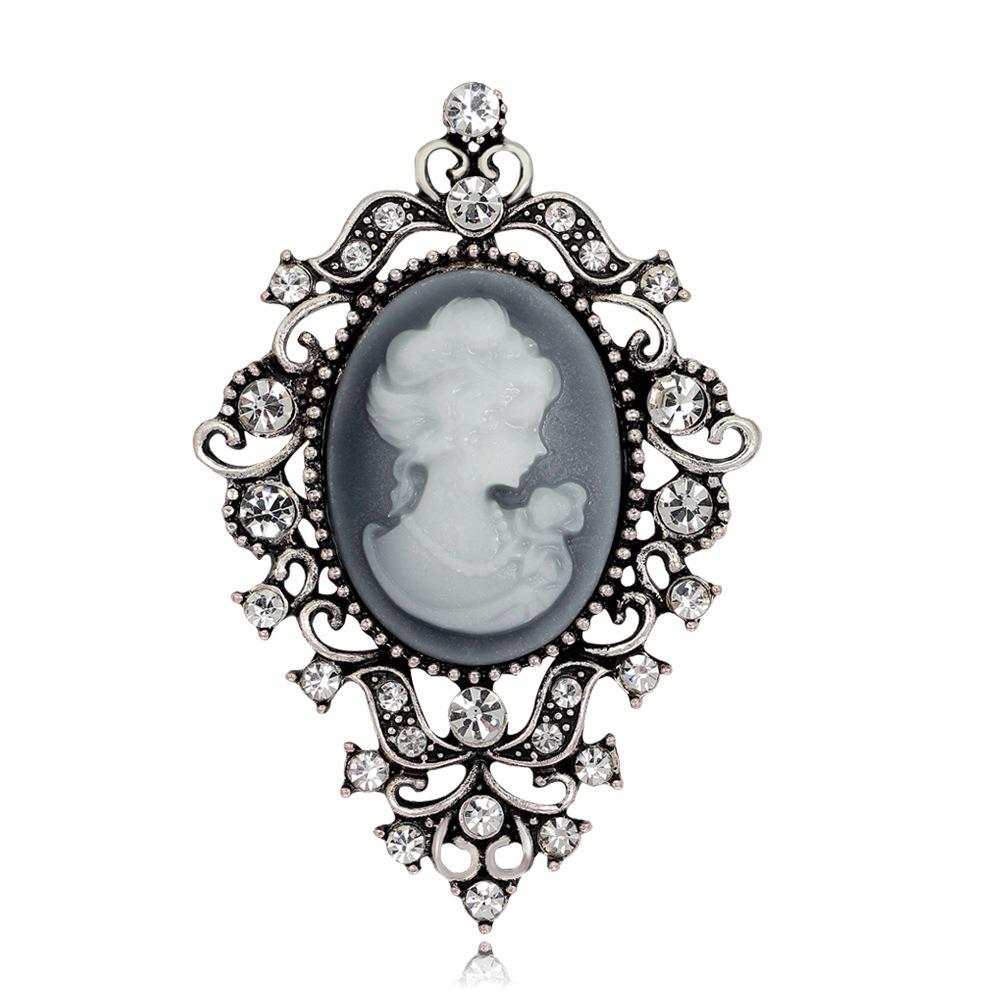 Head Design Crystal Rhinestones Brooches Vintage Style Gothic Brooches Women's Accessories