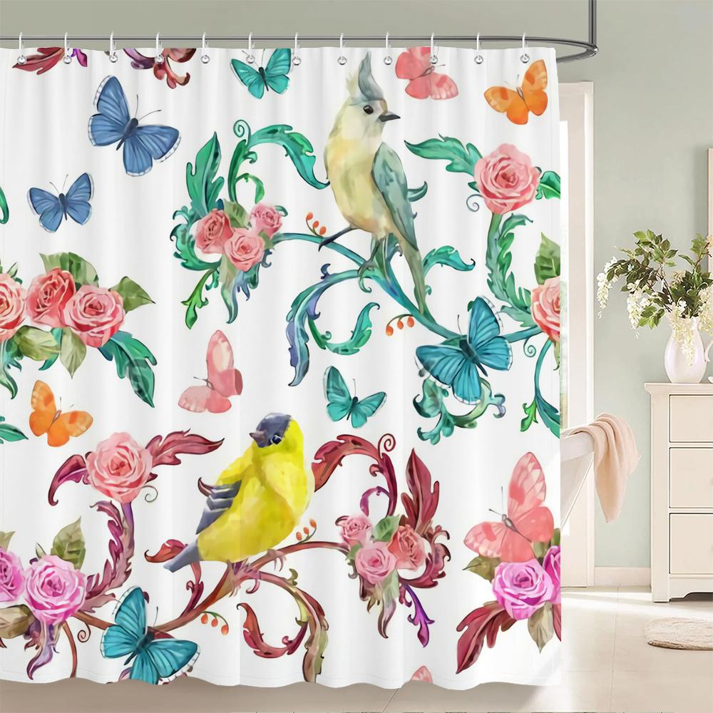 Waterproof Flower Leaves Shower Curtain For Bathroom Bath Curtains 3D Print Polyester Fabric Decor Multi-Size Shower Curtains