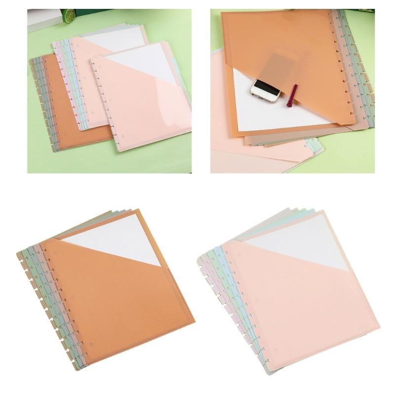 5Pcs 11 Hole Punched Binder Dividers with Pocket 3 Hole Punched Refill Paper for Binder Notebook Journal Planner