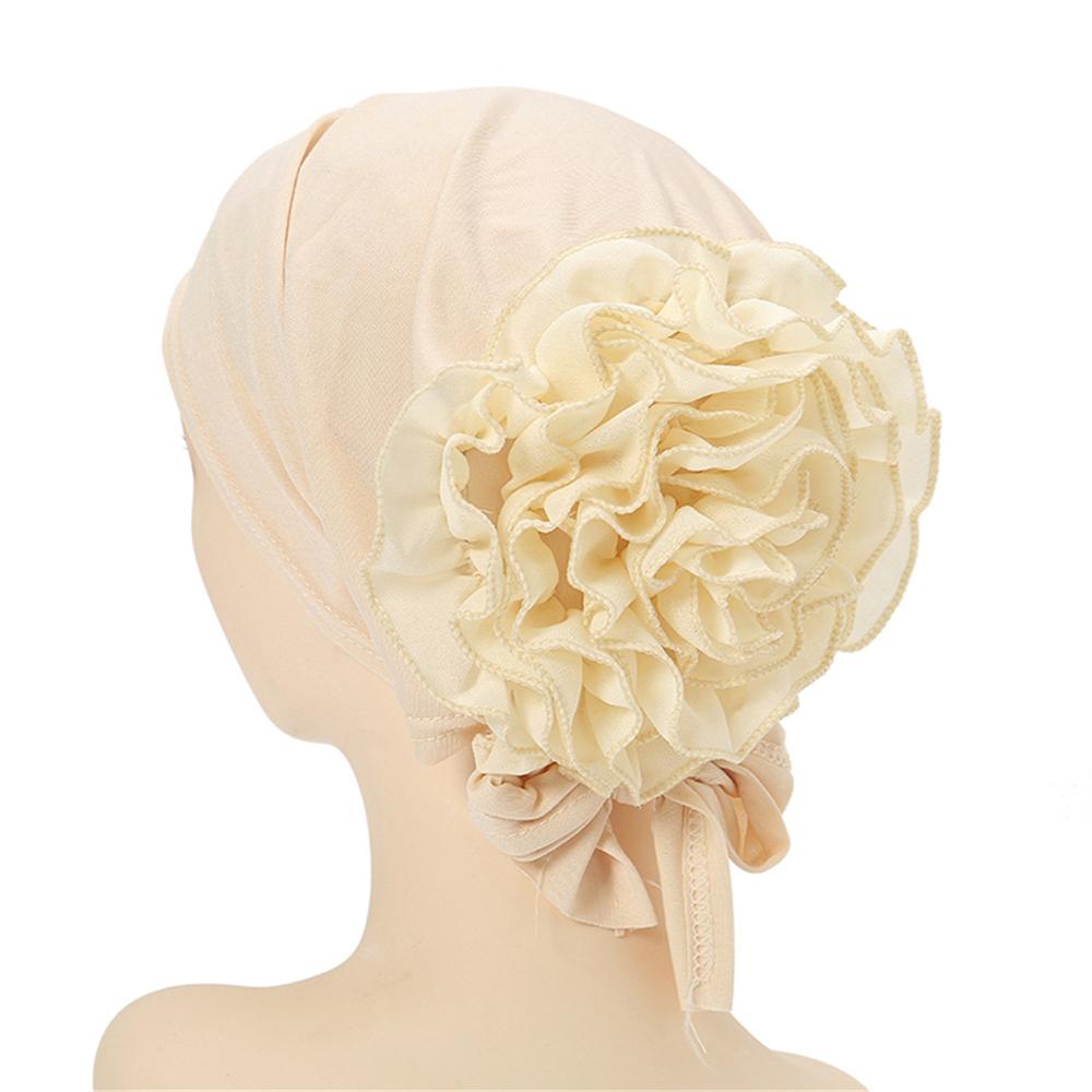 Velký květ Muslimské ženy Hidžáb Strečový turban Vnitřní čepice Rakovina Chemo Čepice Předvázaný šátek Pokrývka hlavy Headwrap Vlasové doplňky