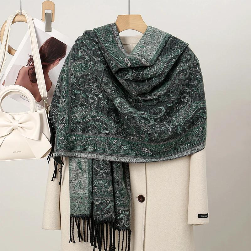 New Shawl Warm Winter Scarf Hijab Women Print Paisley Cashmere Pashmina Thick Wrap Head Neck Foulard Luxury  Blanket Echarpe