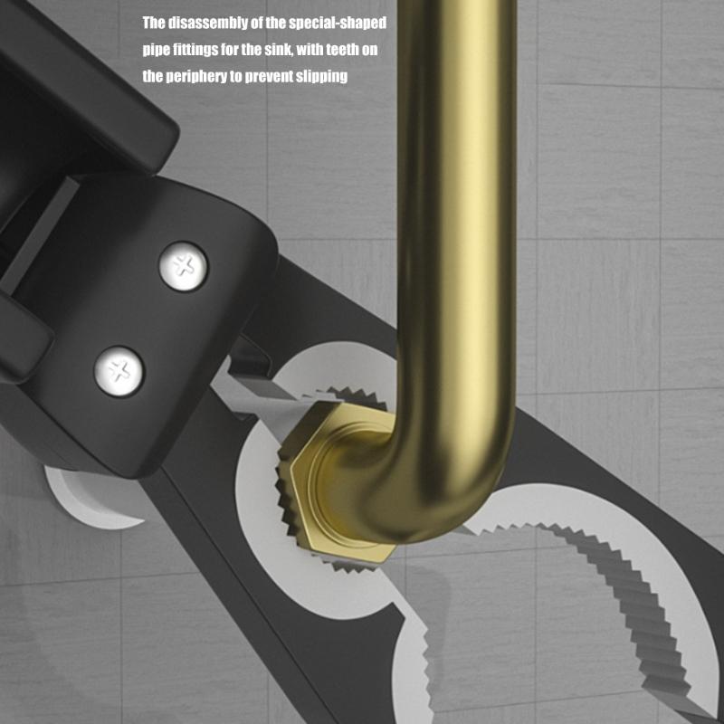 Adjustable Pipe Wrench For Kitchen Bathroom Repair Nonslip Grip Large Jaw Opening Plumbing Spanner Installation Tool