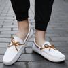 Knotbow Men Casual Shoes Luxury Brand Autumn Mens Loafers Leather Man Moccasins Breathable Slip On Flats Driving Shoes White