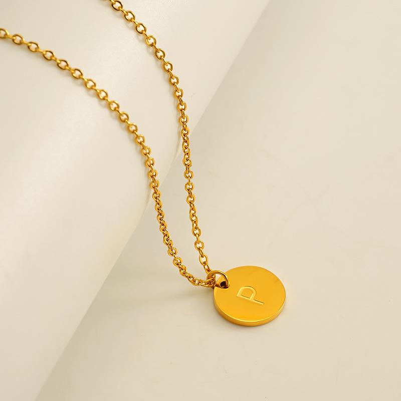 Round stainless steel 26 English letters necklace pendant mirror DIY jewelry accessories 26 letters