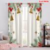 2pcs,2D Plane Printing Curtains Digital Printed Christmas Bells Stars Holly (3) Durable 100% Polyester Fabric (without Rod)