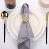 Table Decor Napkin Ring Gold,Silver Hollow Flower Design Pearl Embellishment Metal Alloy Material Zinc Alloy Construction