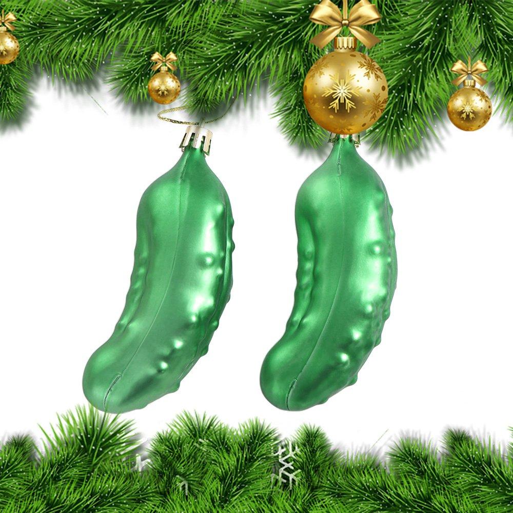 Plastic Green Cucumber Hanging Balls Reusable Xmas Tree Ornaments  Party Favors