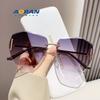 2026New anti-UV frameless plain sunglasses, fashionable for round faces and large faces, slimming and sun-shading glasses for women