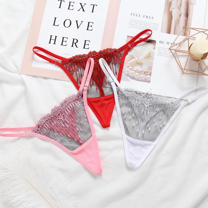 Sexy Sheer Mesh Strap Thong Panties for Women