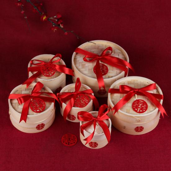 Ventilasjon Dampkoker i tre Bambus med lokk Bryllupsutstyr Dampkurv Kjøkkenredskap