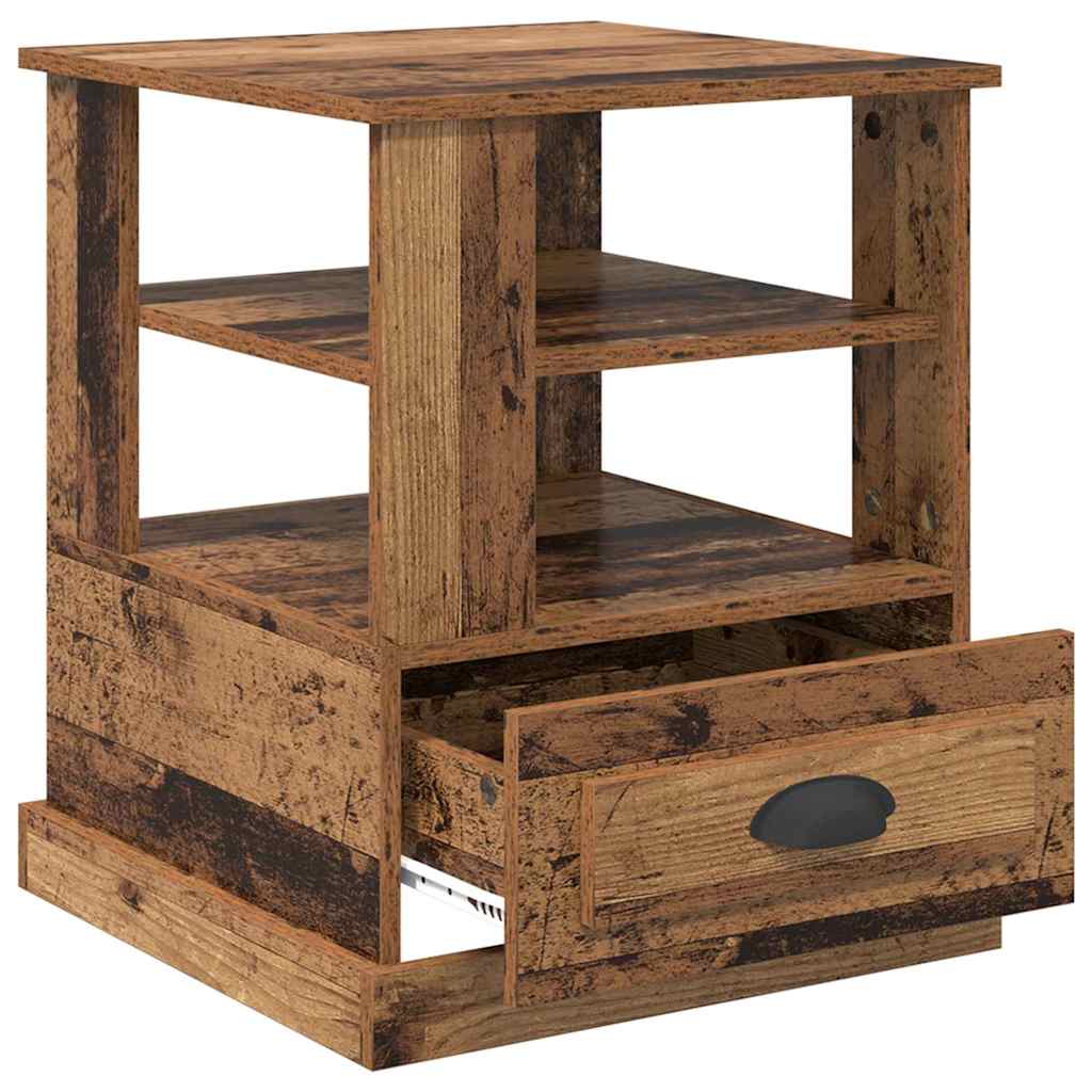 Nightstand with Drawers Reclaimed Wood Look 50 X 50 X 60 Cm Engineered Wood
