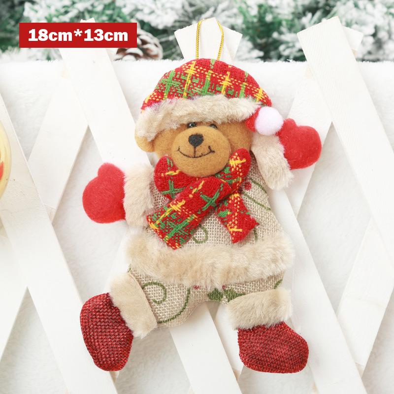 18cm×13cm Christmas Decorative Pendant Christmas Little Doll Santa Claus Snowman Deer Bear Fabric Doll Small Pendant Gift
