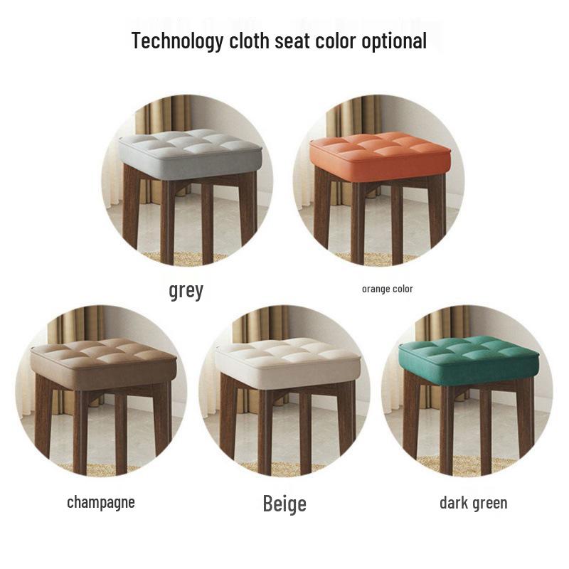 Massivholz Polsterstuhl - Moderner minimalistischer stapelbarer Hocker für Wohnzimmer oder Schreibtisch