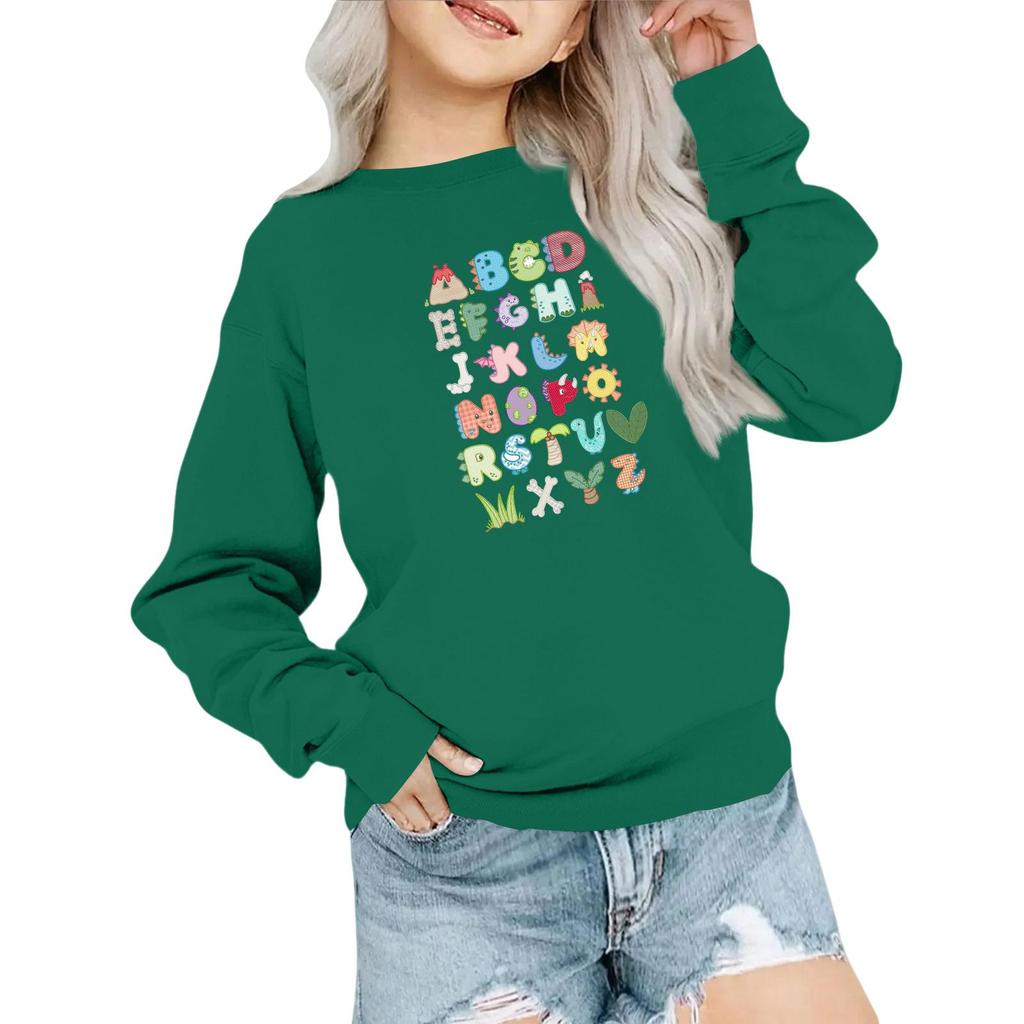Kids' Fashion Loose-Fit Casual Long-Sleeve Christmas Print Oversized Crewneck Sweatshirt