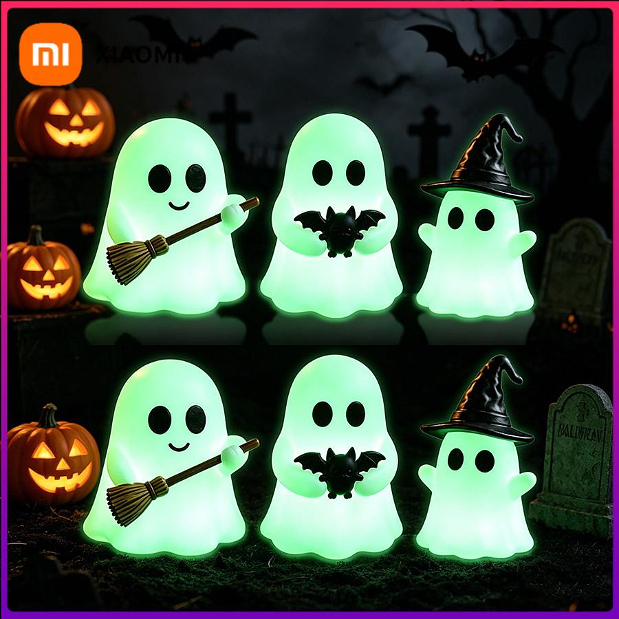 Xiaomi 3/6Pcs Halloween Mini Luminous Ghost Statue Ornament Glow In Dark Cute Spooky Table Decor For Handcraft Halloween Holiday