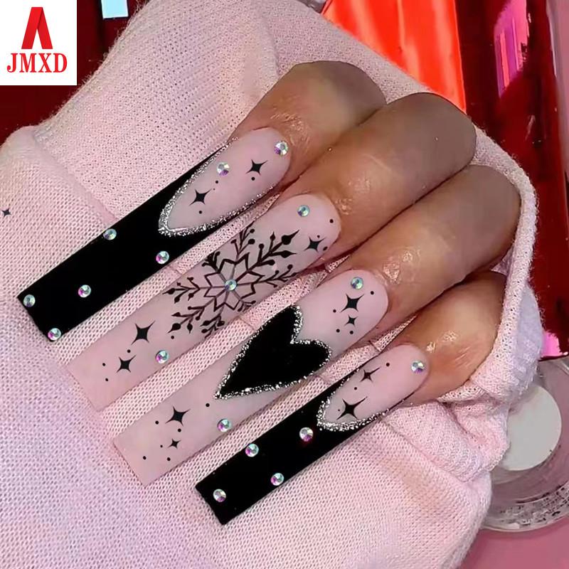 

JMXD-Bearing Armor Black Law Love Song удлиненная трапециевидная тенденция Sweet Cool Spicy Girl Nail Beauty накладная пленка на палец
