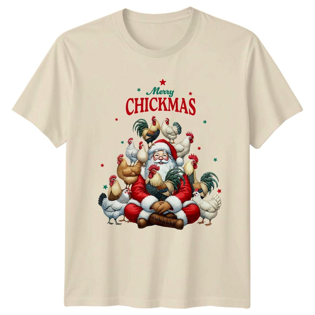 Merry Chickmas Christmas Holidays Santa Chickens Unisexs Unisexs Graphic Tee