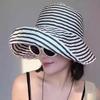 2025 Korean Foldable Striped Bucket Hat: Large Fit Sun Protection