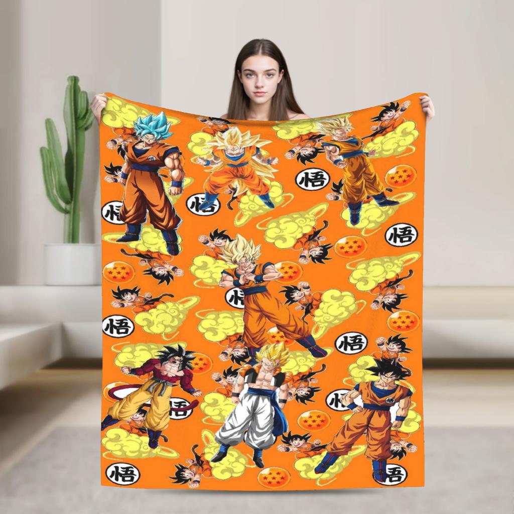 Black White Goku Dragon Ball Flannel Blanket Soft Durable Bedding Throws For Couch Bed Picnic Bedspread Sofa Bed Cover