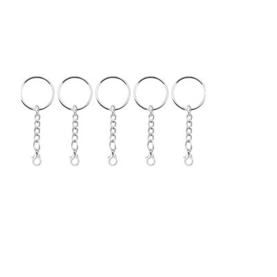 Anneaux de Clés Séparés Plaqués Nickel 25 mm avec Mousquetons à 5 Sections 5 Pièces Accessoires Matériel de Porte-Clés Durable pour Projets DIY