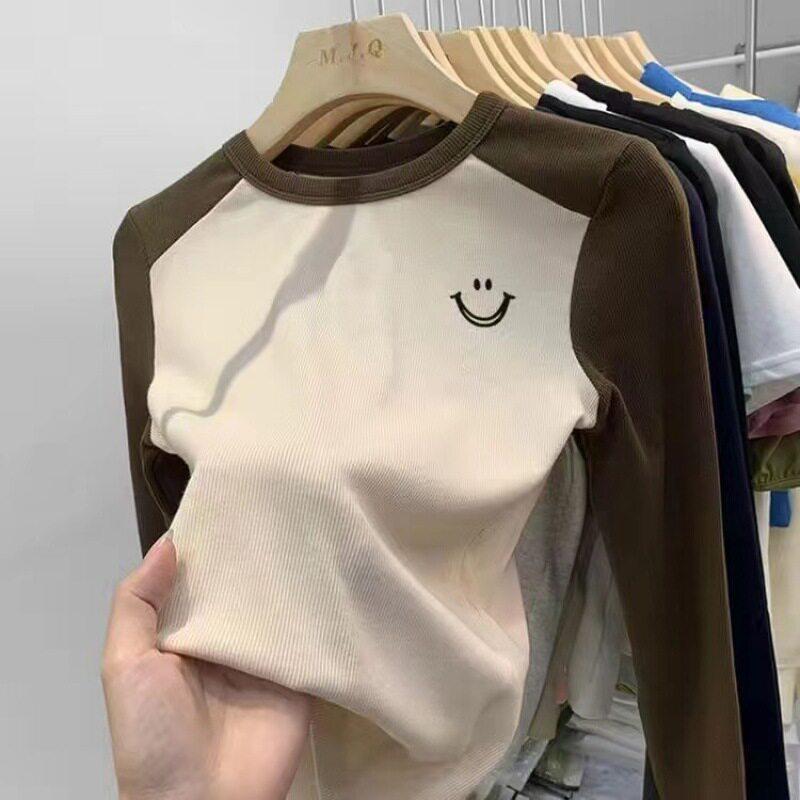 Girls Slim Fit Long Sleeve T Shirt Spring Autumn Middle Big Kids Student Cotton Base Layer Top Casual Children Clothes