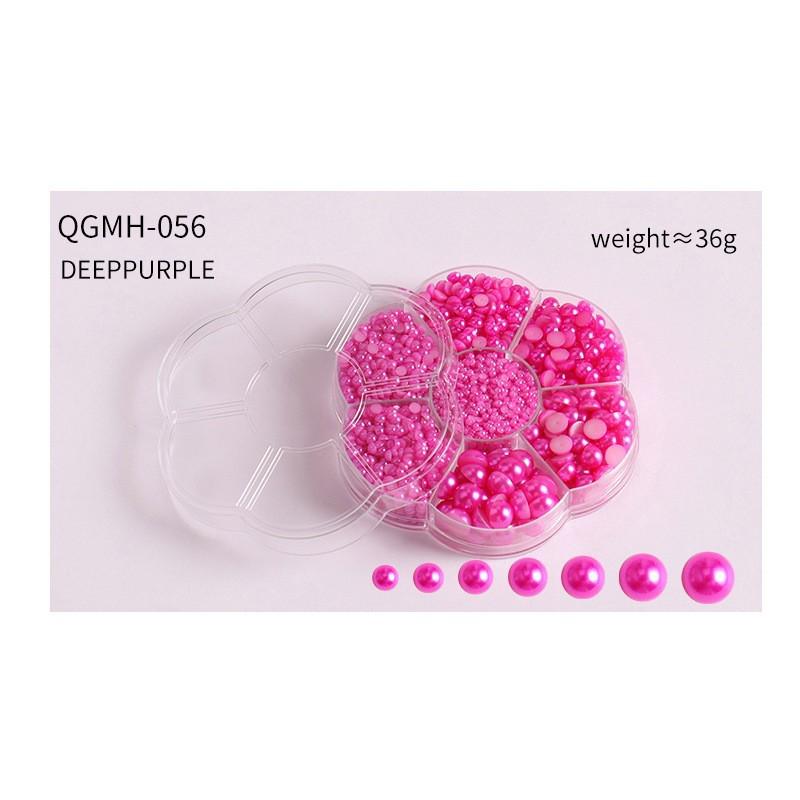 

Pearl Nail Art: Mixed Sizes White Flat-Bottom Half-Round High-Gloss ABS Pearls