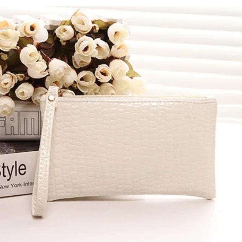 Nová dámská PU dlouhá peněženka se vzorem krokodýlí kůže, litchiové zrno, dámská taška na mince, zápěstní tašky, kapsa na zip na telefon, držák na kreditní karty