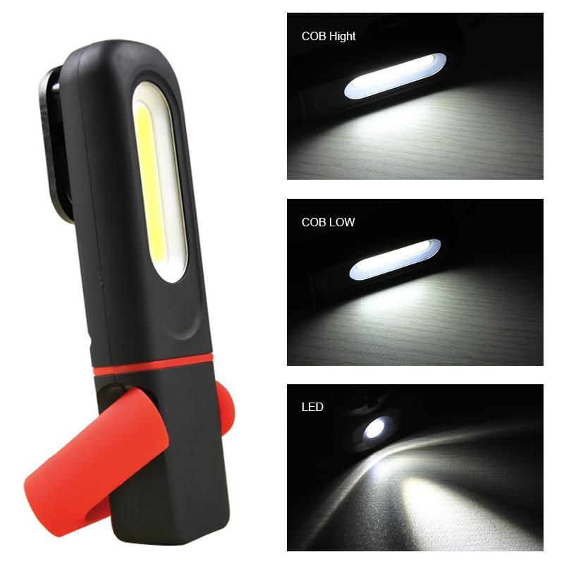 Rechargeable COB LED Work Light Portable COB Inspection Lamp with Magnetic Waterproof Work Flashlight For Car Repair Emergency