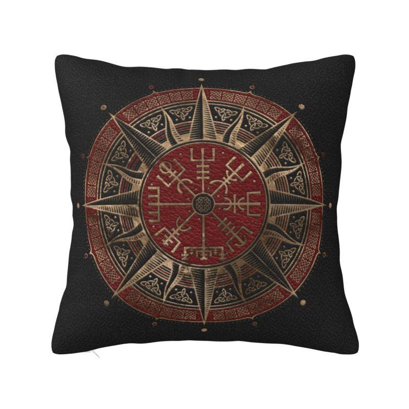 Custom Lucky Charm Viking Compass Vegvisir Cushion Cover Xcm Vikings Valhalla Velvet Luxury Pillow Case Home Decoration